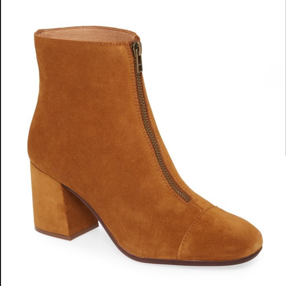 Madewell Amalia zipped brown suede booties